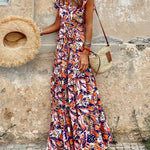 Nadorine Women's Bohemian Floral Print Daily Holiday Going out V Neck Sleeveless Dress