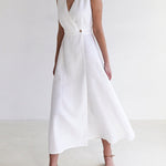 Loose Sleeveless Split-Joint V-Neck Maxi Dresses