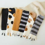 1Pair Fluffy Cozy Animal Stripe Fuzzy Socks