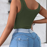 Scoop Neck Sleeveless Ribbed Tank Top Cami Tee Shirts