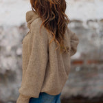 Women's Wrap-Style Cowl Collar Knit Sweater Casual Pullover