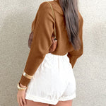 Women's Batwing Sleeve Knit Sweater Ribbed Boat Neck Crop Pullover Slouchy Top
