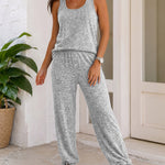 Women's 2 Piece Set U-Neck Tank Top and Straight Leg Pants Casual Loungewear