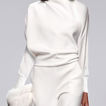 Long Sleeves Loose Solid Color Stand Collar T-Shirts Tops
