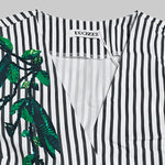 A-Line Loose Asymmetric Split-Joint Striped V-Neck Maxi Dresses Shirt Dress