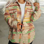 Multicolor Western Aztec Print Button Flap Pocket Shacket