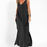 Nadorine Women's Casual Loose Dress Sleeveless Deep V Neck Split Beach Maxi Long Dress