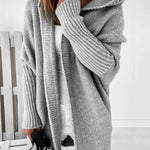 Hooded Batwing Knit Sweater with Soft and Loose Fit, Back Panel Patchwork