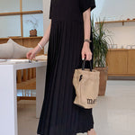Urban Ruffled Split-Joint High Waisted Short Sleeves Midi Dress