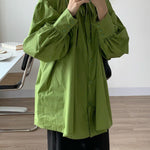 Urban Loose Puff Sleeves Agaric Laces Falbala Solid Color Blouses