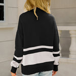 Striped Half-Zip Collared Sweater