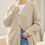 Open Front Oversized Button Lightweight Sweaters V Neck Loose Cardigans Knit Outwear