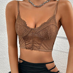 Nadorine Contrast Lace Crop Cami Top