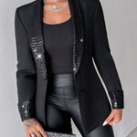 Women's Sequin Shawl Collar Long Sleeve Single Breasted Blazer
