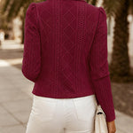Women's Shawl Collar Crop Jacket Argyle Cable Knit Textured Slim Fit Short Blazer Elegant Single Breasted Work Outwear