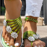 Floral Pattern Flip Flops Comfortable Casual Summer Beach Slippers