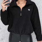 Stand Collar Zipper Design Casual Sweatshirt