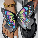Colorblock Butterfly Print Toe Post Slippers