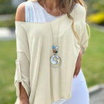 2 Piece Sleeveless Casual Basic Tank Roll Tab Long Sleeve V Neck Pullover Top Set