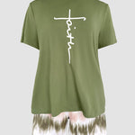 2 Pieces Outfit Graphic Pattern Short Sleeve Top and Casual Tie Dye Print Pants Set