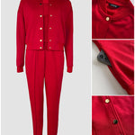 3 Pieces Outfit Snap Buttons Front Coat and Elastic Waist Seam Front Stretchy Cuffs Pants Set with Tank Top Casual Contrast Side Striped Tracksuit