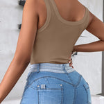 Scoop Neck Sleeveless Ribbed Tank Top Cami Tee Shirts