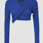Chicme Built In Bra Notch Neck Long Sleeve Shirts Rib Knit Ruched Waist Top