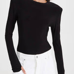 Shoulder Pad Long Sleeve Crew Top