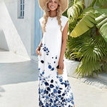 Nadorine Women Floral Maxi Dress Summer Casual Sleeveless Sundress
