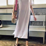 Casual Simple Split-Side Designed Long T-Shirt