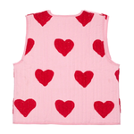 Red Heart Print Lace-up Vest