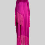 Batwing Sleeves Loose Solid Color Split-Joint Tasseled High Neck Evening Dresses Maxi Dresses