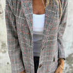 Stylish Retro Houndstooth Lapel Casual Blazer