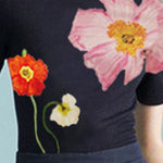 Short Sleeves Skinny Floral Printed Split-Joint Round-Neck T-Shirts