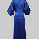 Loose Three-Quarter Sleeves Asymmetric Pleated Split-Joint Round-Neck Maxi Dresses