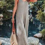 Ribbed Knit Pocketed Relaxed Jumpsuit