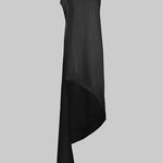 High-low Loose Asymmetric Solid Color Split-side Round-neck Maxi Dresses