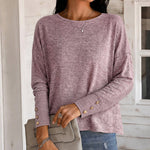 Women's Backless Lace Spliced Twist Back Long Sleeve Top Loose Casual Tee