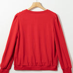 Round Neck Long Sleeve Button Decor Sweatshirt
