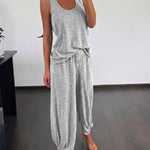 Women's 2 Piece Set U-Neck Tank Top and Straight Leg Pants Casual Loungewear