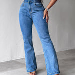 ChicMe CurveEase Back Shirred Button Front High Waist Jeans Skinny Flared Denim Jeggings