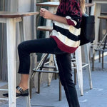 Stay Close Knit Leopard Color Block Button Up Relaxed Cardigan