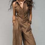 Bohemian Cotton Sleeveless Shirt & Wide-leg Pants Set With Lace Trim