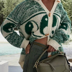 Opposites Attract Knit Yin-yangs Print Crewneck Oversized Cardigan