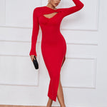 Sexy Hollow Slit Long Sleeve Dress