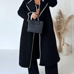Nadorine Edge Decorated Wool Longline Coat Thickened Loose Outerwear for Women Casual Work Office Loose Fit 2026 | Under $25