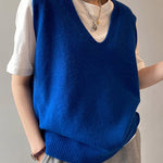 Simple 9 Colors V-Neck Loose Sleeveless Vest