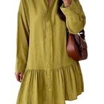 Women's Fashion Loose Button Down Shirt Dress