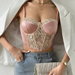 Thin Cup Lace Colorblock Bra Set Shaped Push Up Underwear Set