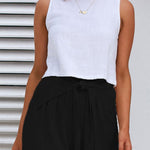 Spring and summer cotton and linen design sense strap loose wide-leg casual trousers